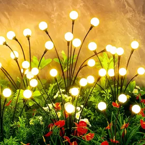(4 Pack) Solar Garden Lights - Upgraded Solar Swaying Light, Sway by Wind, Outdoor Lights, Yard Patio Pathway Decoration, High Flexibility Iron Wire & Heavy Bulb Base, Warm White
