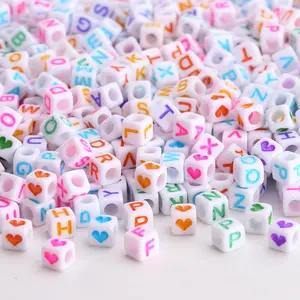 1000 count Square Letter Beads and Heart Beads  Alphabet Cube Beads Mixed Colorful 6mm Letter Beads A - Z Beads for Making Art Craft Weaving DIY Bracelets(W/C)