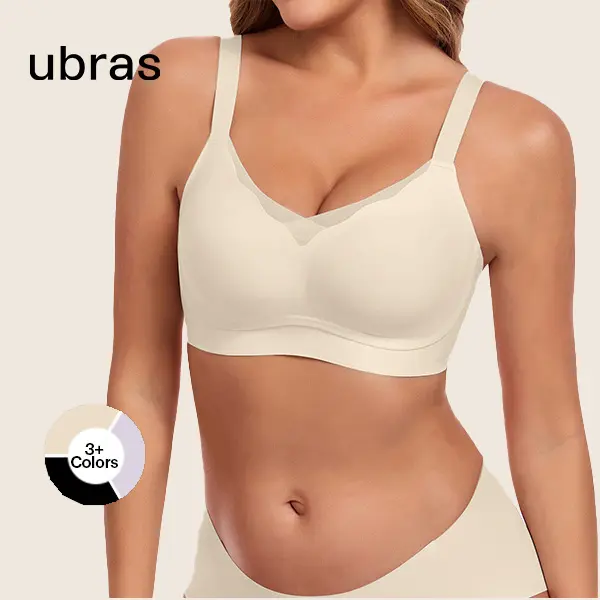ubras Wave Mesh Support Wireless Bra - Engineered with W-Wrap Design & Flexi-Boning for Support, Wide Comfort Straps, Lightweight Feel New Bra