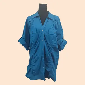 Lane Bryant Button Down Shirt Size 22/24 NWT Teal With Pockets and Long Sleeves