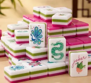 American Mahjong 4-layer Acrylic Mahjong Set American Mahjong Tiles 160pcs Engraved High-grade Crystal Mahjong for Home Use and Gift Hand-cranked Mahjong Set