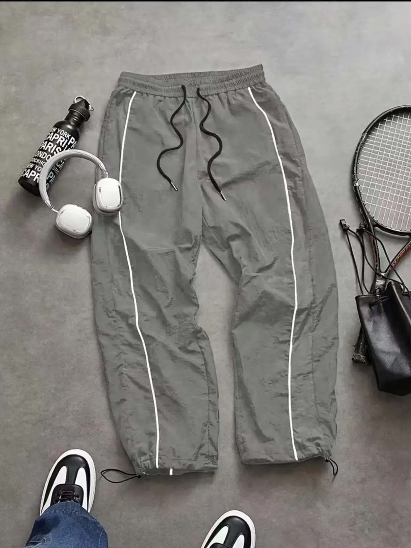New Men's Casual Sports Pants, Loose Fit, Elastic Waistband, Nylon Fabric, Lightweight, Perfect for Daily Wear, Athletic Casual Pants, Athleisure Pants, Casual Athletic Trousers, Casual Gym Trousers