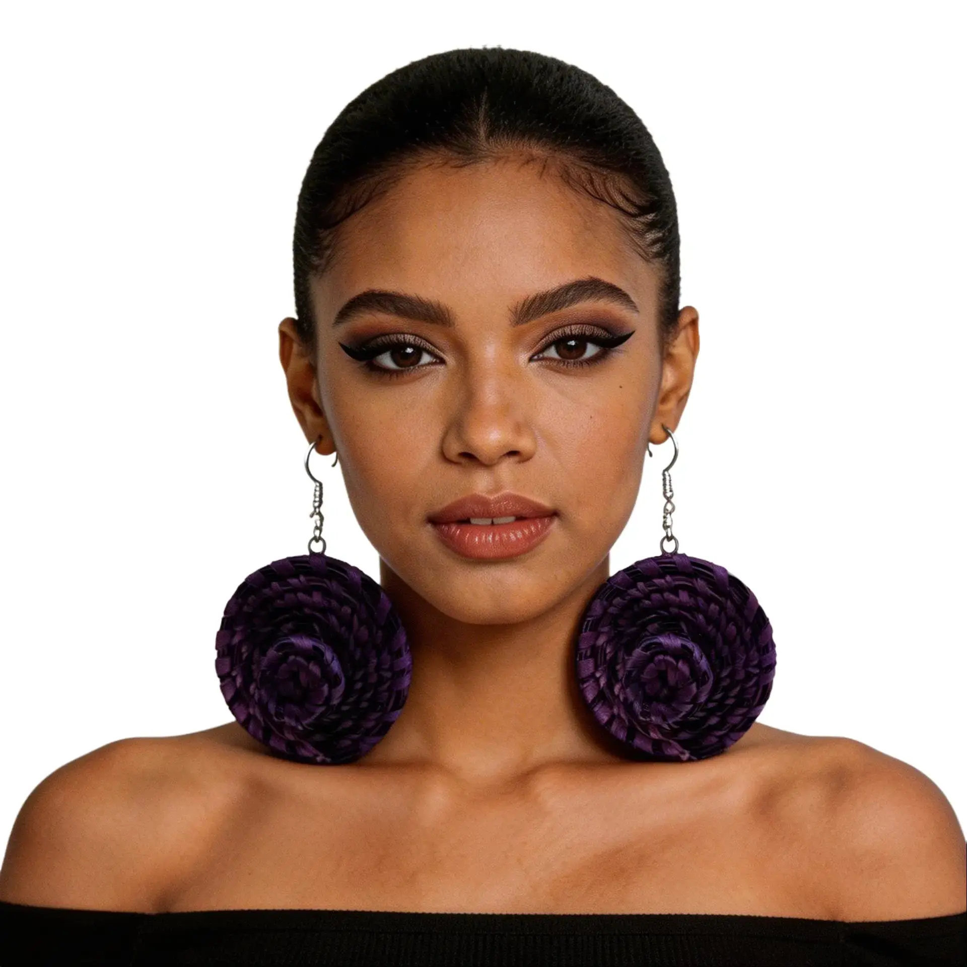 Boho Raffia Statement Earrings – Handmade Woven Raffia Drop Earrings – Lightweight Summer Beach Jewelry – Natural Fiber Fashion Earrings