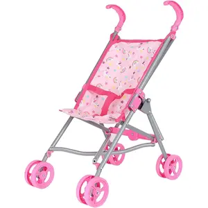Dream Collection, Doll Stroller  Metal Fold Up and Down Umbrella Stroller for Realistic Pretend Play, Pink  23"