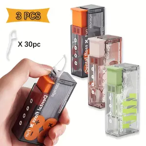 3 Sets Of Portable Pop - Up Dental Floss Storage Sets - Including 30 Dental Flosses, Compact And Space - Saving, A Must - Have Oral Cleaning Good for Travel, Oral Hygiene Essentials