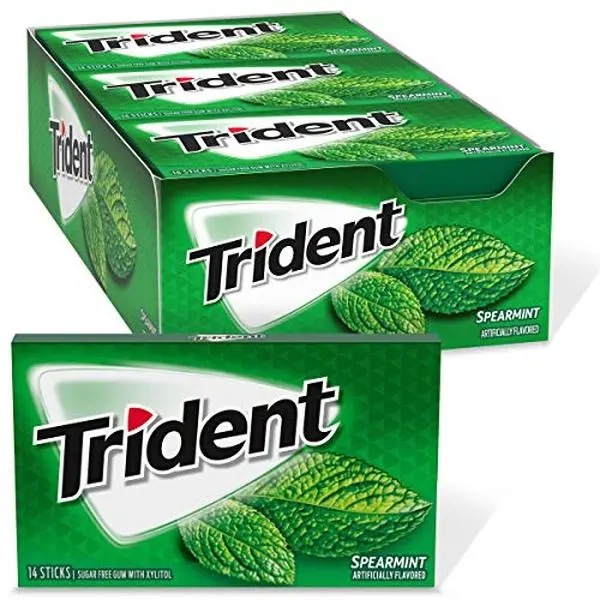 Trident Spearmint Sugar Free Gum, 12 Packs of 14 Pieces (168 Total Pieces) Trident Spearmint Sugar Free Gum, 12 Packs of 14 Pieces (168 Total Pieces)