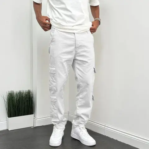 Men's New Casual Plain Leg Jeans Pants with Side Pockets, Straight Leg Design, Loose-Fitting Button Fly Denim Jeans for All Seasons, Trendy Korean Style Streetwear Fashion