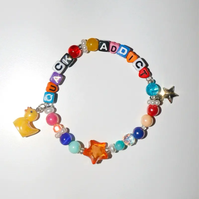 Splash House Collection “Quack Addict” Duck Charm Statement Bracelet – Bold, Funny Handmade Rave Jewelry