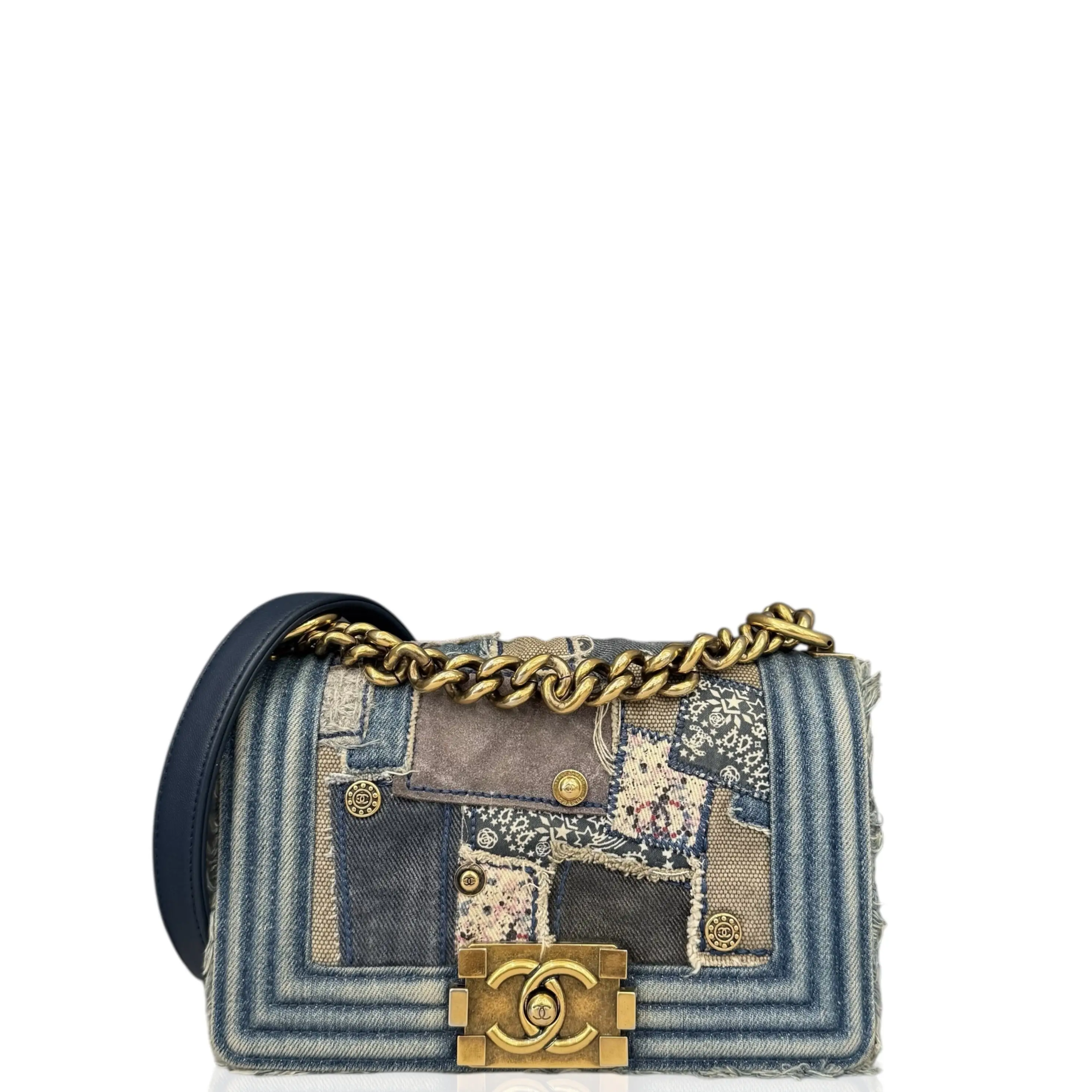 Pre-owned CHANEL Leather Shoulder Bags Mini Boy Flap Denim Blue (ac031926a2)
