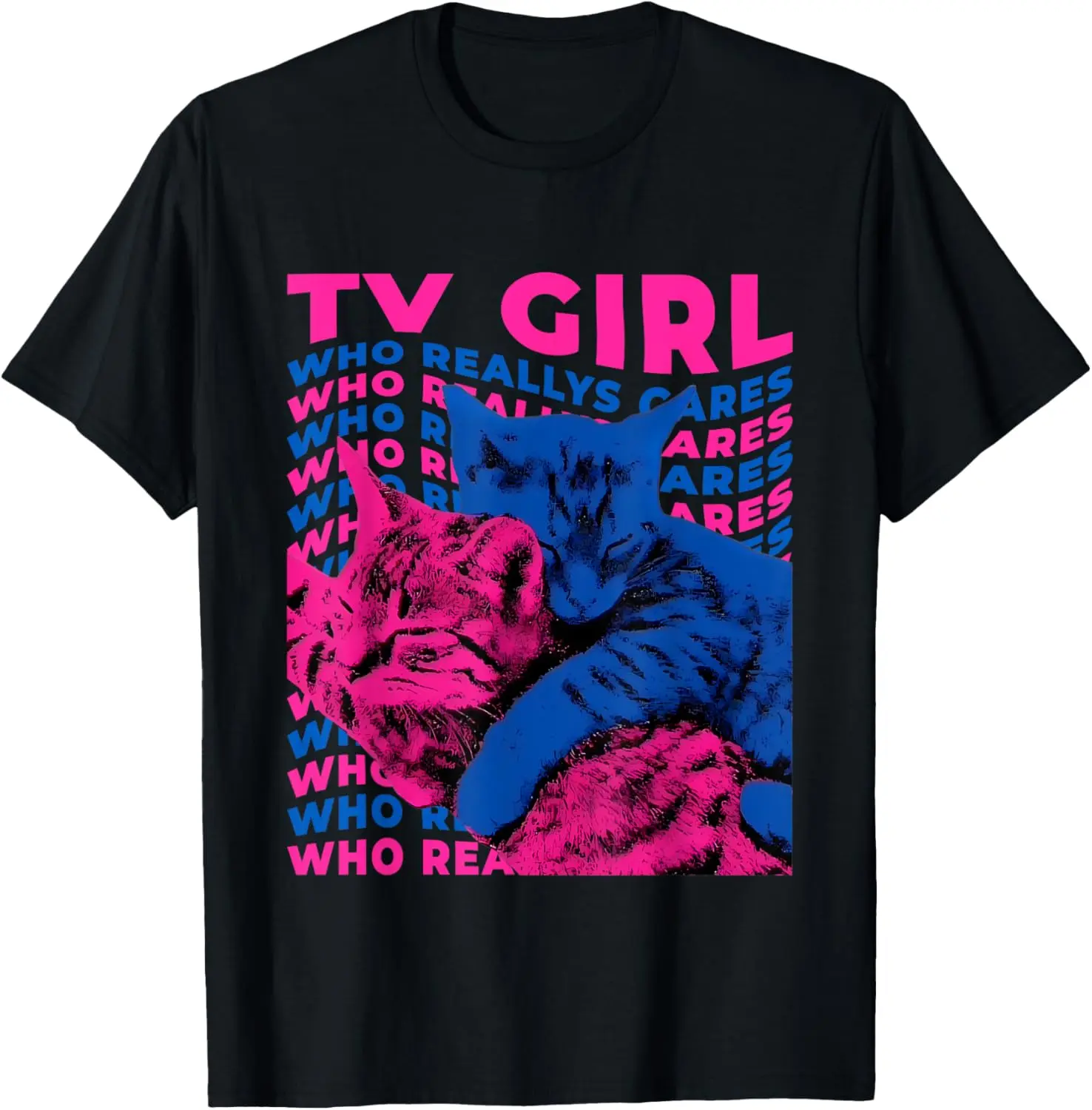 100%cotton TV Girl Album Frenchs Exit Who Really Cares Cat TV Girl T-Shirt