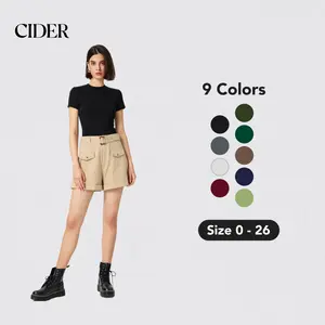 Cider [9 colors, size 0-26] Round Neckline Short Sleeve Top, Versatile, Minimalist Outfit