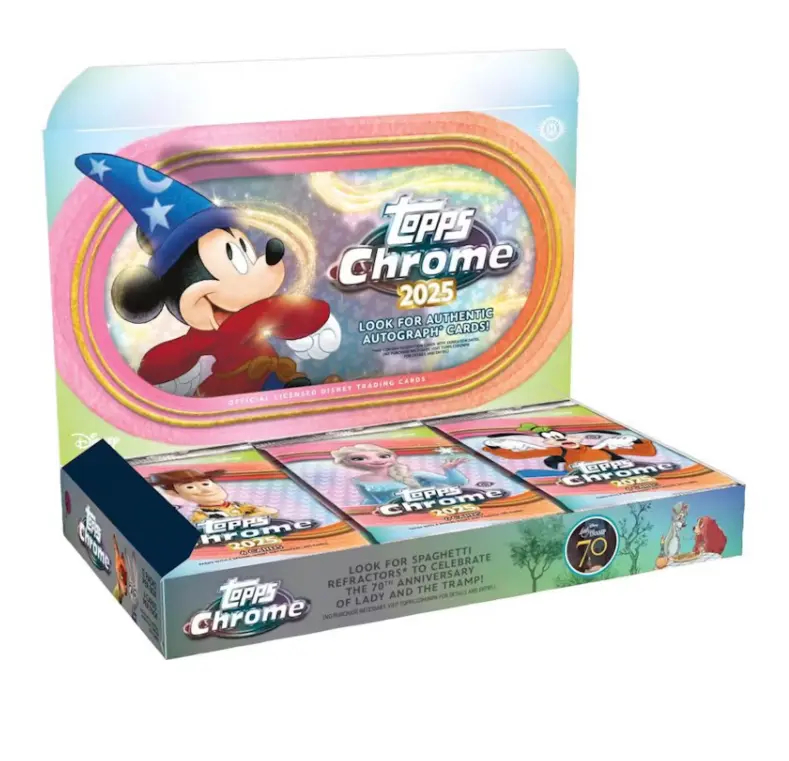 Topps 2025 Chrome Disney Hobby Box 200 Card Base Set with Rare Autograph Cards Live Action & Voice Talent from Disney Pixar