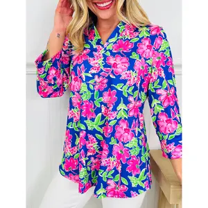 Bloom in Spring Top in Cosmos Print