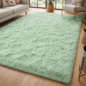 Mint Green Shag Area Rug, Ultra Soft Fluffy Plush Rug, Non-Slip Modern Home Decor for Living Room Bedroom Dorms Playroom