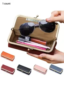 RFID Blocking Fashion Glasses Case, Stylish Pencil Bag with Kiss Lock, Compact Coin Purse for Women & Men, Ideal Gift Box, Accessories, Portable Sunglasses Organizer
