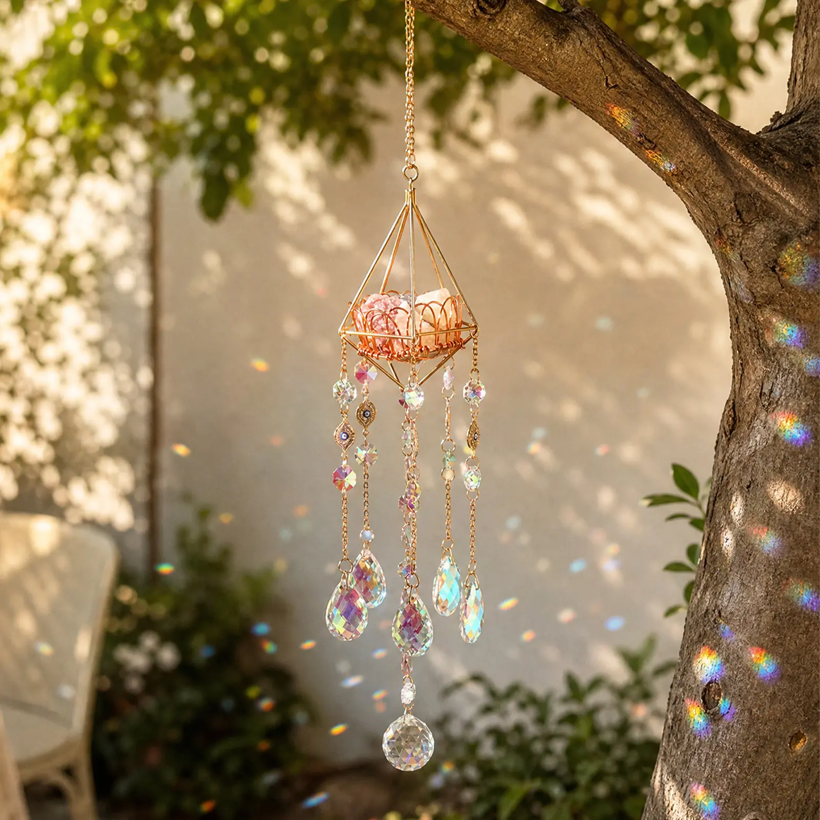 Crystal Sun Catcher Handmade Suncatcher Hanging Wind Chime for Window Porch & Garden Decor