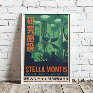 ARC Raiders Locations Poster, Stella Montis Buried City Spaceport Map Art, Vintage Japanese Style Print, Retro Sci-Fi Gaming Decor, Unframed Print Only