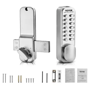 【fathersdaygift】VEVOR Mechanical Keyless Entry Door Lock, 14 Key Mechanical Door Lock, Mechanical Keypad Door Lock with Adjustable Thumb Knob, Single-Side Zinc Alloy Waterproof Keyless Gate Lock, for Home Office