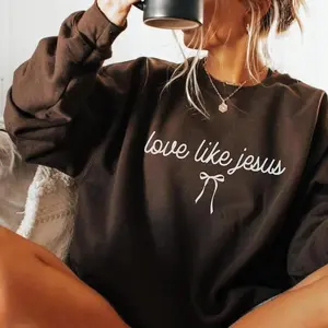 Love Like Jesus sweatshirt for women, Christian crewneck featuring aesthetic Bible verse design, cozy faith-based sweater, perfect church or religious outfit