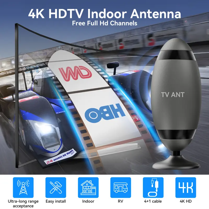 Product Introduction of TV Antenna Digital for Smart TV HD Antena Indoor 4K Digital TV Antenna 360° Signal Amplified Strong Magnetic Base Indoor TV Antenna for Easy Long Range Reception Installation, Outdoorfun 11