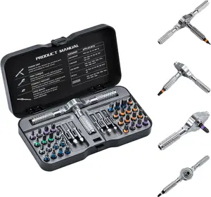 40-in-1 Magnetic Ratcheting Screwdriver Set, Multifunctional DIY Mini Precision Repair Tool Kit with Detachable Handle, Compact & Portable Ratchet Screwdriver and Allen Wrench Set for Furniture, Computer, Bicycle & Auto Repair, Tool Set with Case