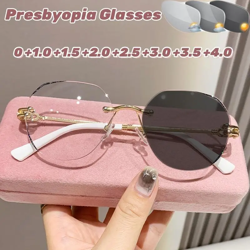 Men's Edgeless Frameless Blue Blocking Sunglasses - Anti-Blue Light, High-Definition, Photochromic, Transition, Far-Sight Prescription-Compatible Fashion Reading Eyewear, Blue Blocking Men's Sunglasses