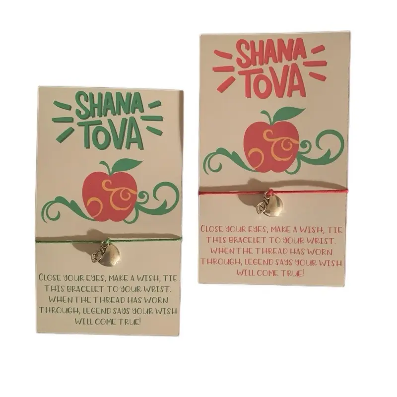 Shana Tova Wish Bracelet Rosh Hashanah Jewish New Year Gift Apple Charm Red String Bracelet Good Luck Blessings