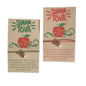 Shana Tova Wish Bracelet Rosh Hashanah Jewish New Year Gift Apple Charm Red String Bracelet Good Luck Blessings