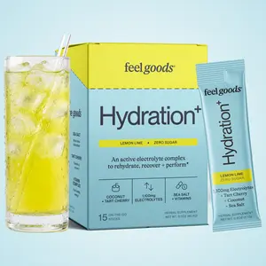 Feel Goods Hydration+ | 1,100mg Electrolytes Drink Mix, Organic Fruit Juice, Tart Cherry, Magnesium, Sea Salt, Coconut, Aloe Vera, L-Theanine | Zero Sugar, Vegan, Non-GMO