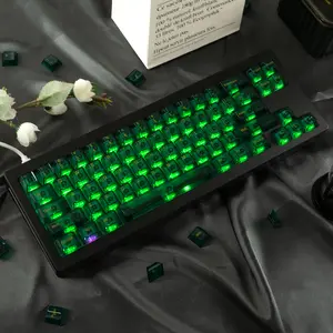 157 Keys Green Clear Keycaps UV Transfer Printed PC Keycaps for Mechanical Keyboards Cherry Profile Ergonomic Design High-Quality PC Material
