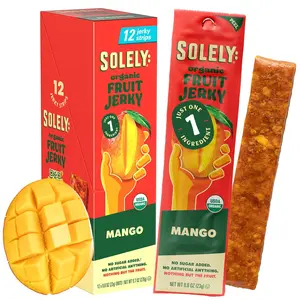 Solely Spicy Organic Mango Jerky - 12 Individually Wrapped 0.8oz (23g) Strips - Vegan Healthy Dried Fruit Leather Snack