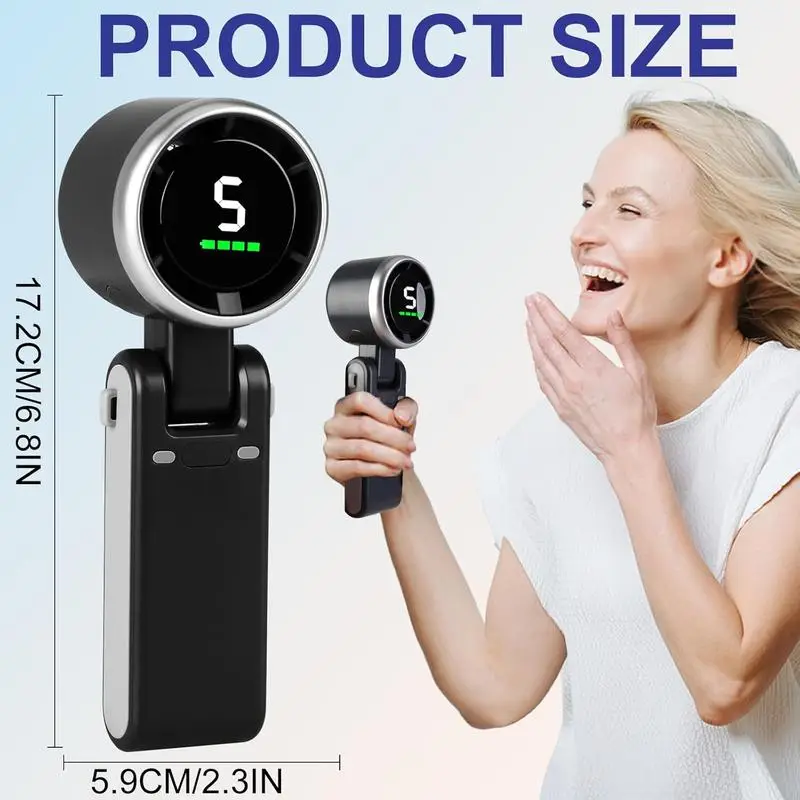 Portable Handheld Turbo Fan, 5 Gear Wind,4000mAh Battery Operated, Up to 10 Working Hours, 3 IN 1 Hand Fan Rechargeable with Air Turbo Tech Cooling Fa
