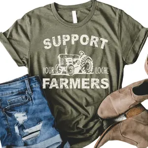 Envy Stylz Boutique Support Your Local Farmers Graphic Tee 100% Cotton Crewneck Top for Women's Outdoor Wear Unisex Fit Cute Womenswear
