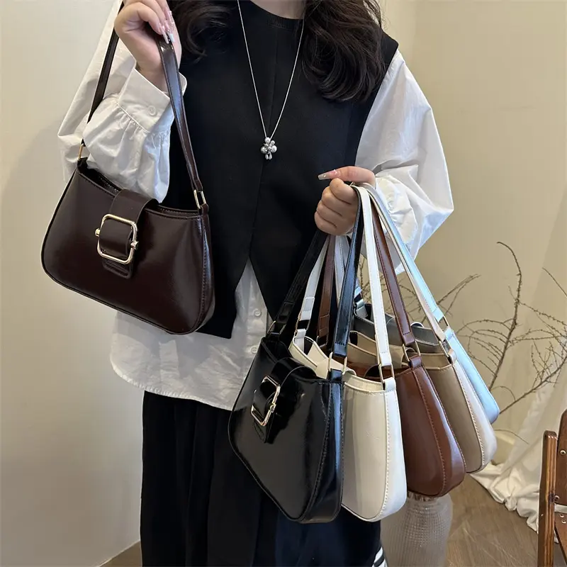 Women's Retro Stylish Square Leather Crossbody Bag - Korean Casual Underarm Crossbody Shoulder Purse for Work, Daily Use, Leather Crossbody Bags, Crossbody Shoulder Purses