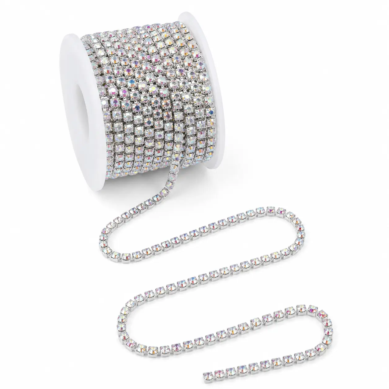AB Crystal Silver Base Rhinestone Chain SS16