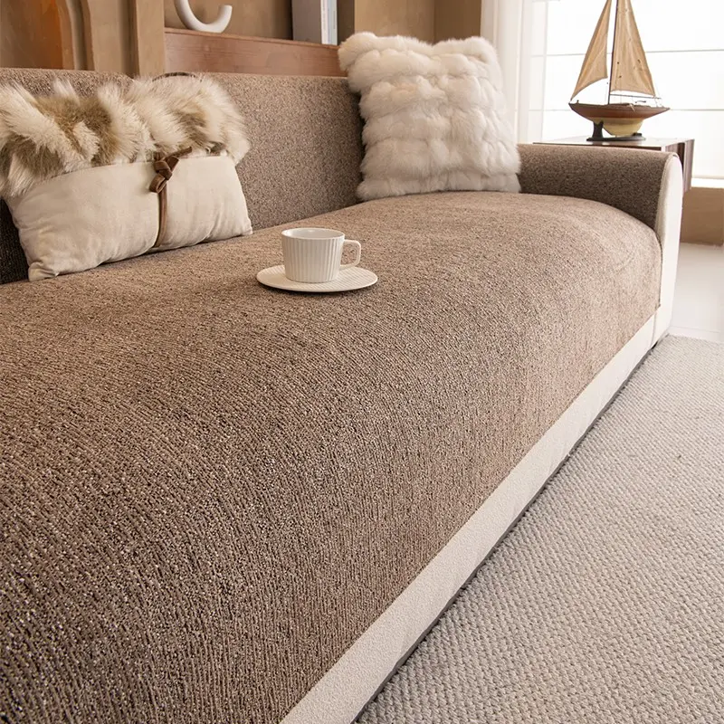 High Weight Soft Chenille Sofa Cover, Couch Cover, Sofa Slipcover, Non-Slip Single Piece Sofa Cushion, Modern Cream Style, Suitable for Living Room Bedroom Office