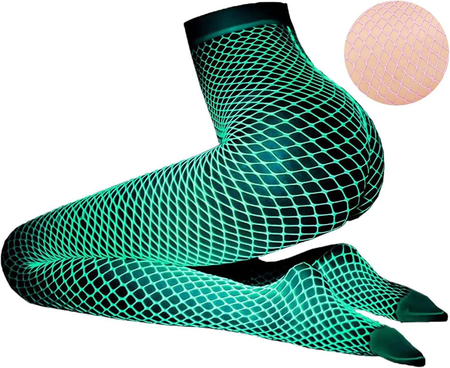 Glow in the Dark Fishnets Stockings, High Waist Tights Party Stockings for Womens DTWAWA