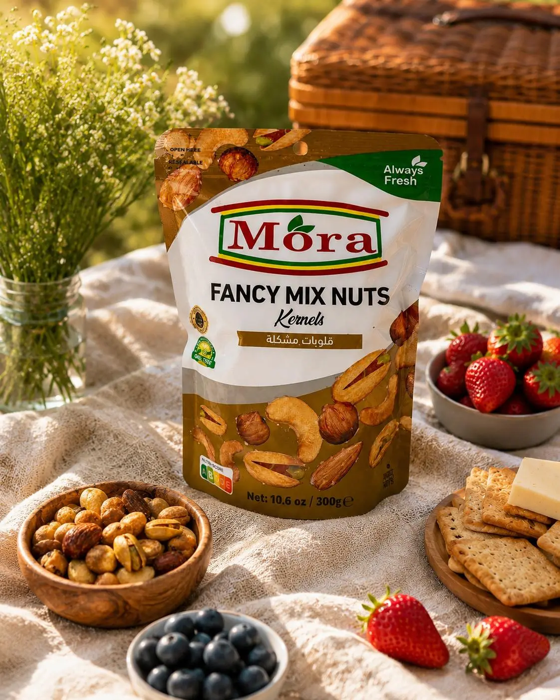 Mora Fancy Mix Nuts - Salted Daily Fresh Roasted Cashews, Pistachios, Almonds, Hazelnut