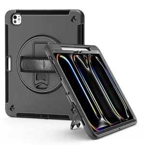 2024 Black Case for iPad  Pro 13 Shockproof Case with Pencil Holder Accessories Computer Covers Tablet
