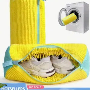One machine for multiple pairs, a must-have for lazy housekeepers. Washing and caring for a pair of good shoes, all thanks to it! The ultimate shoe-washing machine for the lazy! Specialized shoe-washing bag, reinforced and wear-resistant, with a wrapped p