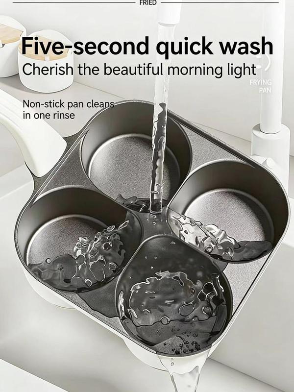 Four-Hole Non-stick frying pan with Anti-Scald Handle! A Breakfast Must-Have No sticking or burning for eggs & pancakes、 heat-resistant、super easy to clean、Works on both gas and induction stoves、Perfect creative gift for Valentine's Day