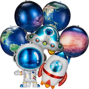 8 Pcs Galaxy Space Balloons, Rocket, Astronaut, Planet, Spaceship for Space Themed Party Decoration
