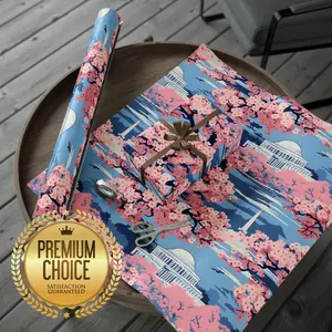 Cherry Blossom Wrapping Paper Rolls, Elegant Watercolor Gift Wrap, Pink Floral Gift Wrap, Cherry Blossom Scrapbook Paper