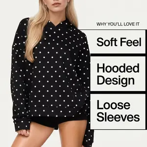 Comfortable Hoodie For Everyday Stylish Wear Perfect Dot Print Top For Fun Fashion Looks Sweatshirts Womenswear Pullover