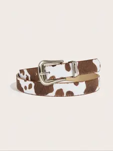Men's Cow Print Leopard PU Leather Belt, Trendy Belt, Casual Fashion Accessory, Fits Jeans, Pants, Street Style, Daily Wear, Party, Gift