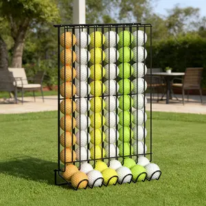 Golf Ball Holder for 60 Balls, Countertop & Wall-Mounted Golf Ball Dispenser, Golf Ball Display Case Tabletop Holder, Metal Wire Display Rack for Home, Office, Indoor Simulator, Club, Driving Range