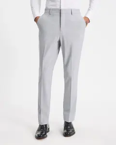 Express Slim Light Gray Wool-Blend Washable Modern Tech Suit Pant