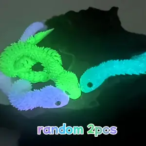 UV-Activated Glow-in-the-Dark Snake Ornament - Poseable 3D-Printed Decor Collectible Room Decor with Moving Joints for Halloween, Christmas & Holiday Gifts