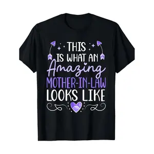 Funny Mother-in-Law T-Shirt Suitable for Women's - "This Is What an Amazing Mother-in-Law Looks Like" Slogan, Retro Round Neck Short Sleeve Tee, Family Gift for Mother's Day & Birthdays, Comfortable Casual Wear with Humorous Graphic Top