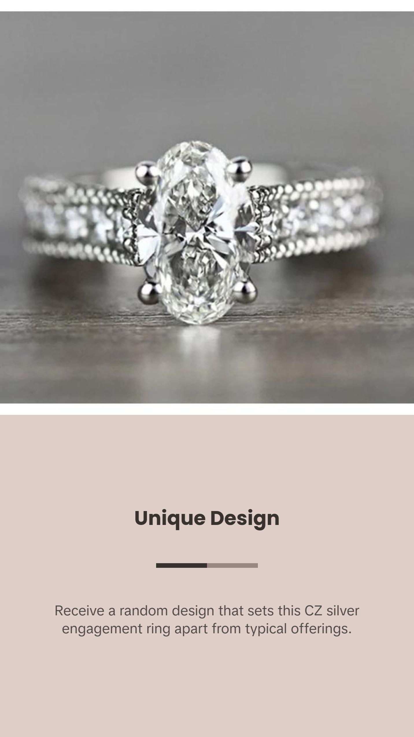 CZ Silver Engagement Ring
